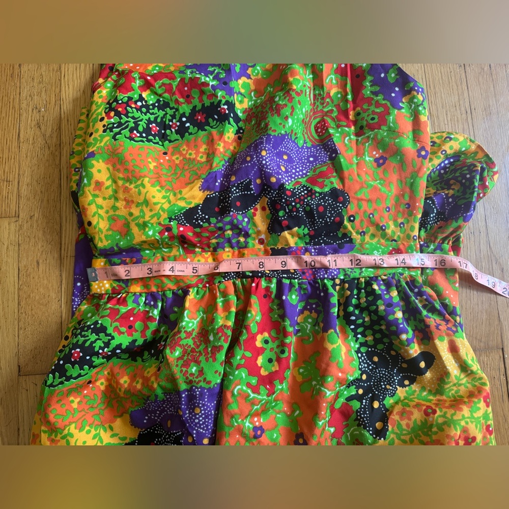 70s Vintage Funky Bright Patchwork Maxi Dress Prairie Style - Picture 4 of 8